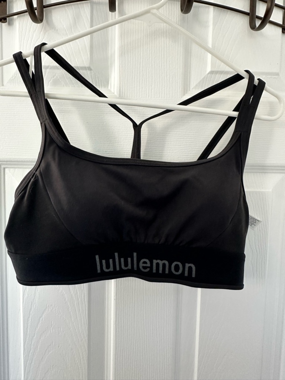 Lululemon Logo  Black Strappy Sports Bra- 10- NWT